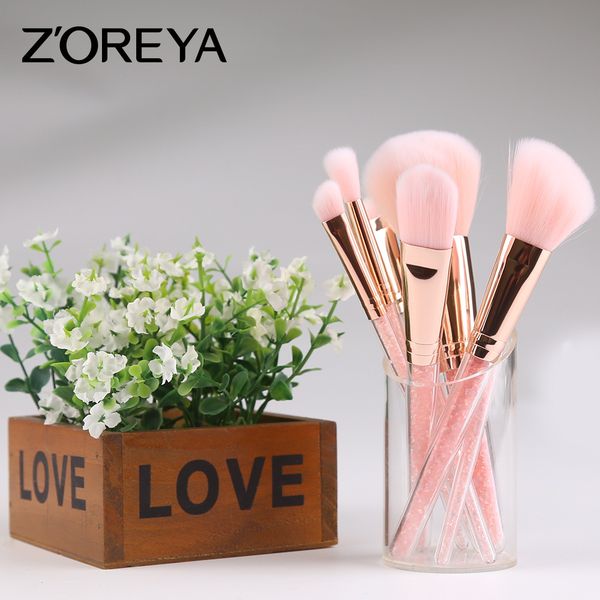 

makeup brushes set 7 pcs professional zoerya flow sand drill makeup brush with pink bag