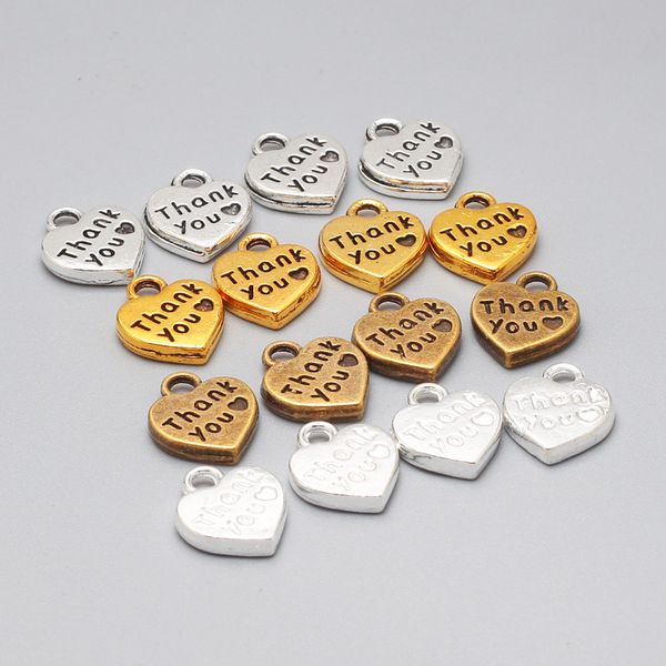 

metal zinc alloy cameo letters thank you small hearts charms for diy hearts pendant charms making 100pcs/lot c6619a, Bronze;silver