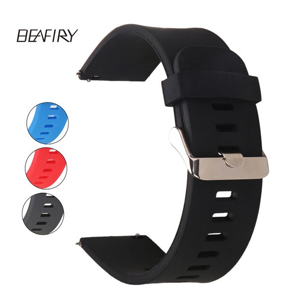 

beafiry soft silicone watch band strap 18 20 22mm waterproof watchband black blue red grey, Black;brown
