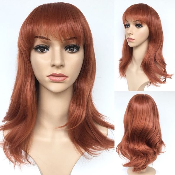 

fashion fluffy hair long bob perucas femininas orange red straight bob pixie wig haircut styles for women natural wig afro full wigs, Black