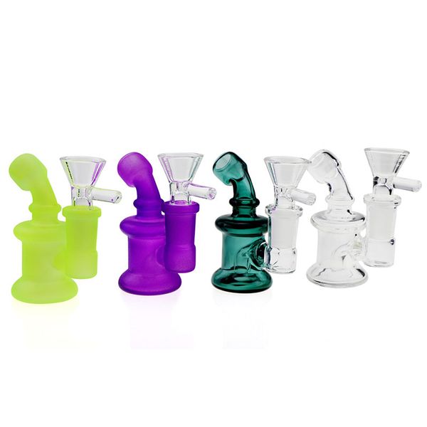 Atacado de 3,3 polegadas Mini Dab Rigs Bongus de vidro Bongos com Bongas de Óleo de Reciclador de Glass de Reciclador de 14 mm