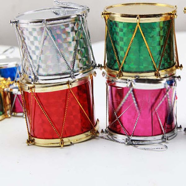 

12/6pcs 2.5/3/4/5 cm laser drum blended-color christmas xmas tree decorations ornament santa claus laser drums