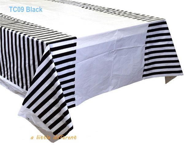 Size108x180cm70x43black Striped Plastic Tablecloth Table Cover For