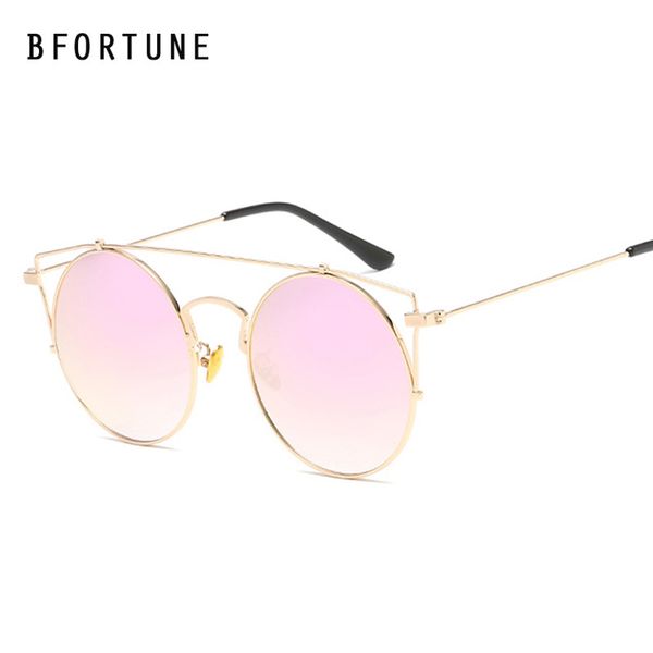 

bfortune round sunglasses women brand designer mirror retro shades sun glasses female alloy frame uv400, White;black