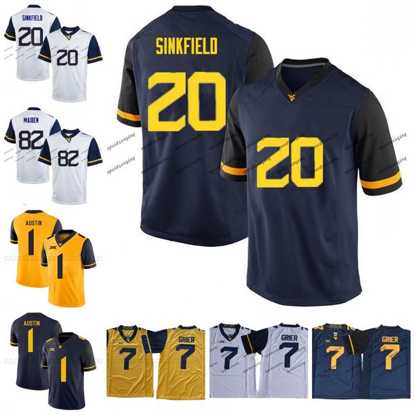 

custom west virginia mountaineers wvu 1 tavon austin shelton gibson 20 alec sinkfield 82 dominique maiden college football jerseys, Black;red