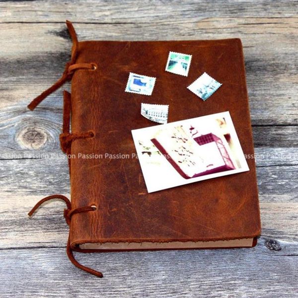 

vintage blank diaries journals notebook not leather rope traveler thick genuine leather nt110104, Purple;pink
