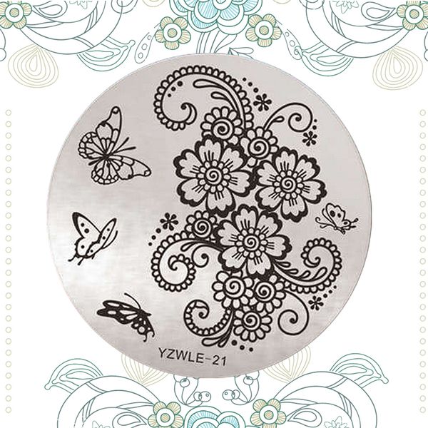 

1pc stamping plate mandala flowers nail template beauty polish transfer diy manicure tools e21, White