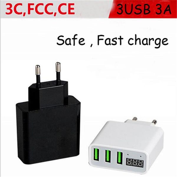 

universal fast charge 3 usb mobile phone charger 3.0a eu/us/ safe plug for choose dhl ing