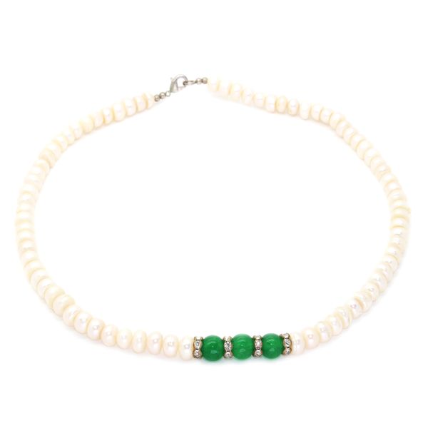 

fashion pearl jewelry natural freshwater pearl necklace flat-shaped pearl necklace surprise gift for my mother, Silver