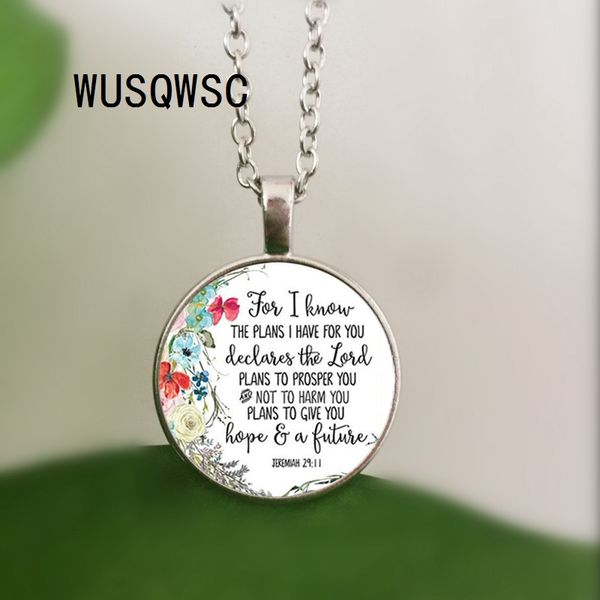 

wusqwsc jeremiah 29 11 for i know plans i have for you bible verse pendant necklace glass cabochon charm christian necklaces, Silver