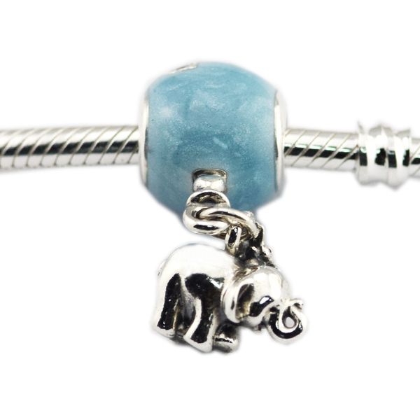 

2018 mother day 925 sterling silver jewelry elephant & blue balloon dangle beads fits women jewelry making pandora bracelet, Bronze;silver