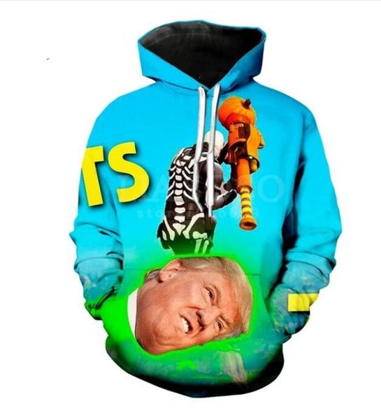 

fashion womens/mens harajuku style trump funny 3d print casual crewneck hoodies plus size lm066, Black