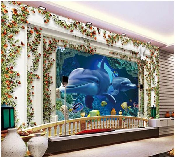 

p wallpaper for walls underwater world stereo palace roman column tv background wall painting
