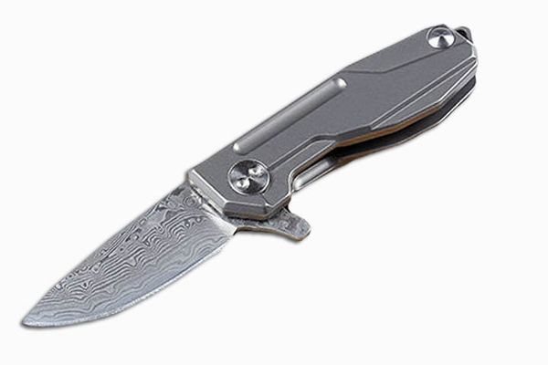 

Mini Size HY002 Flipper Folding Pocket Knife Damascus 58-60HRC Blade Titanium Handle Keychain Necklace Tactical Knives EDC Tools P180F