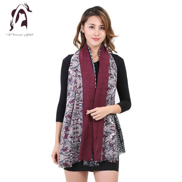 

ywjunfu] 2017 luxury scarf winter warm wraps women cotton floral scarves brand unique design yjf014, Blue;gray
