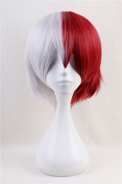 

my boku no hero academia todoroki s white red cosplay wig, Black;brown