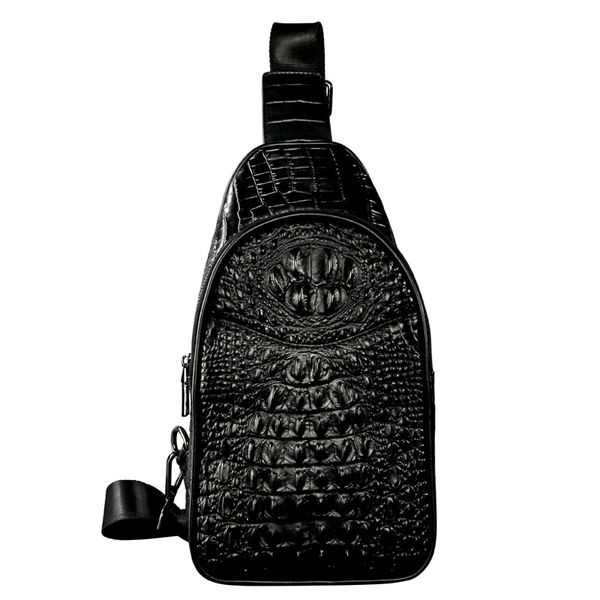 

Crocodile Pattern men Chest Bag Genuine Leather Half Moon Crossbody Bag Men Messenger Bags Mens Chest packs Male Shoulder