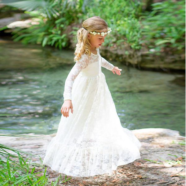 

pretty long a-line flower girl dresses jewel see through back with tiered lace girls pageant dresses, White;blue