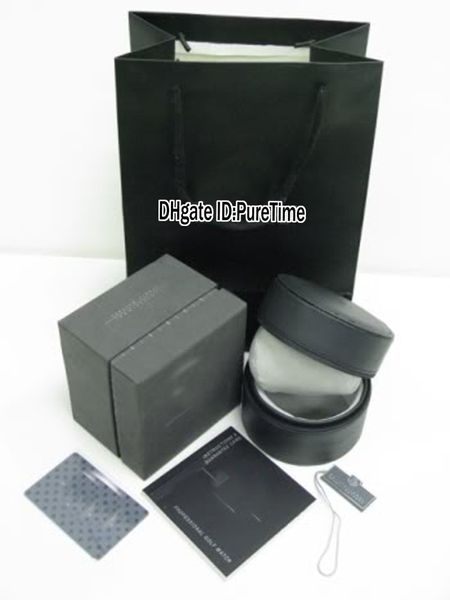 

hight quality tagbox gray leather watch box wholesale mens womens watches original box with certificate card gift paper bags puretime, Black;blue