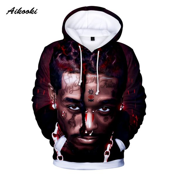 

aikooki men's hoodies 3d print rapper lil uzi vert winter fashion men/women hoodie long sleev sweatshirt casual hip-hop pullover, Black