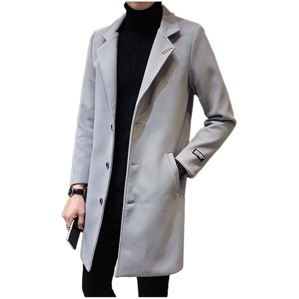 

men's windbreaker 2018 new autumn and winter korean version of the trend in the long section of woolen coat slim handsome wo, Tan;black