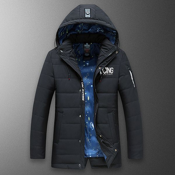

zhan di ji pu brand clothing men winter jacket warm padded overcoat casual parka 145, Black