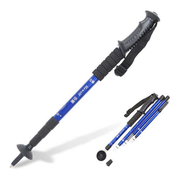 

hewolf outdoor hiking walking trekking stick aluminum alloy folding 4 telescopic light sticks trekking hiking adjustable