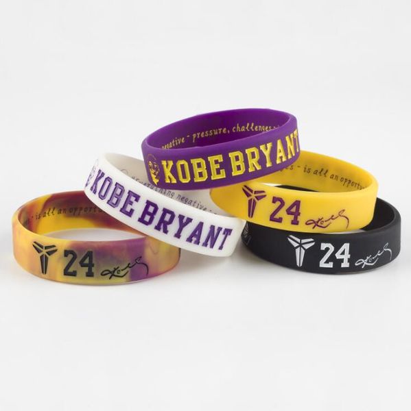 

kobe 24 avatar inspirational bracelet basketball sports silicone bracelet mamba commemorative hand strap bracelet, Golden;silver