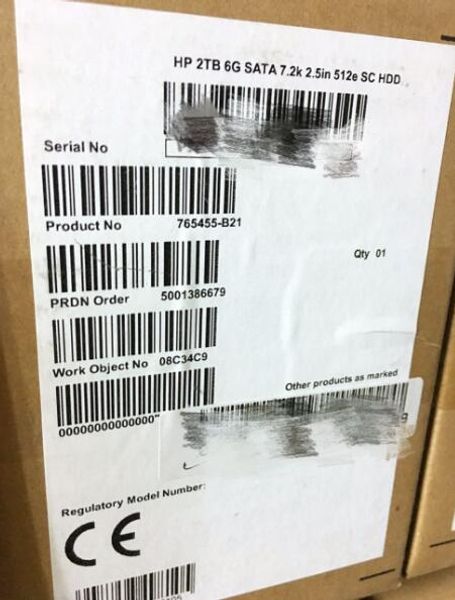 

765455-b21 765869-001 g8 g9 2tb 6g 7.2k 2.5" sas/sata server hard disk