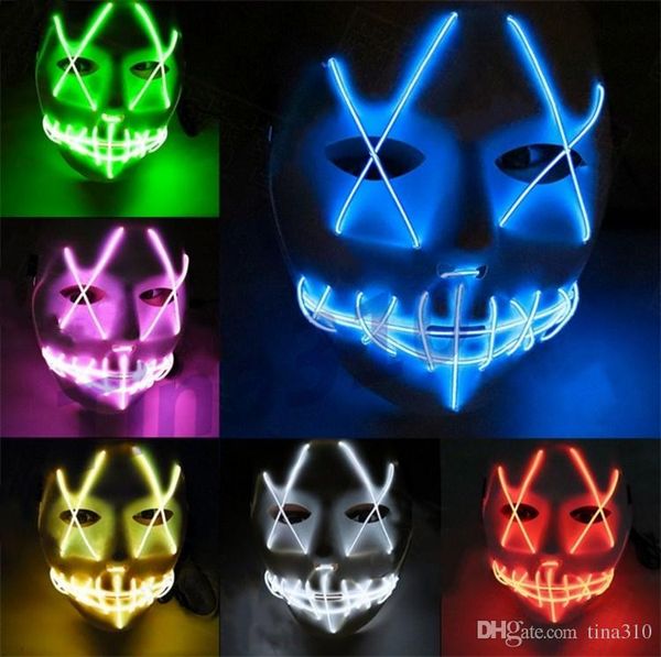 

Новый LED Хэллоуин призрак маски чистка фильм проволока светящаяся Маска Маскарад