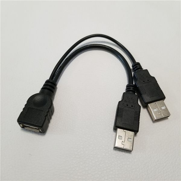 

Wholesale 100pcs/lot Dual 2 Port USB 2.0 Data + Power A Male to Female Y Splitter Adapter Cable Cord 15cm for Portable HDD SSD Enclosure