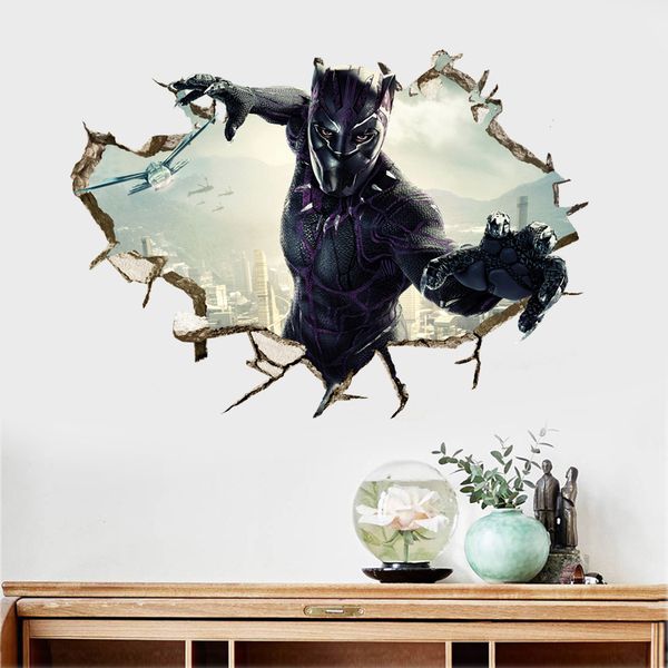 

Cartoon 3D Stickers Avengers Black Panther Wall Stickers Waterproof PVC Wallpapers Can Be Removable Boy Bedroom Sitting Room Decoration