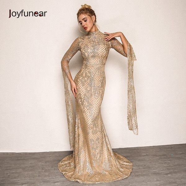 

joyfunear women vintage long party dress 2018 summer autumn new elegant floral gold sequin dress women bodycon dresses vestidos, White;black