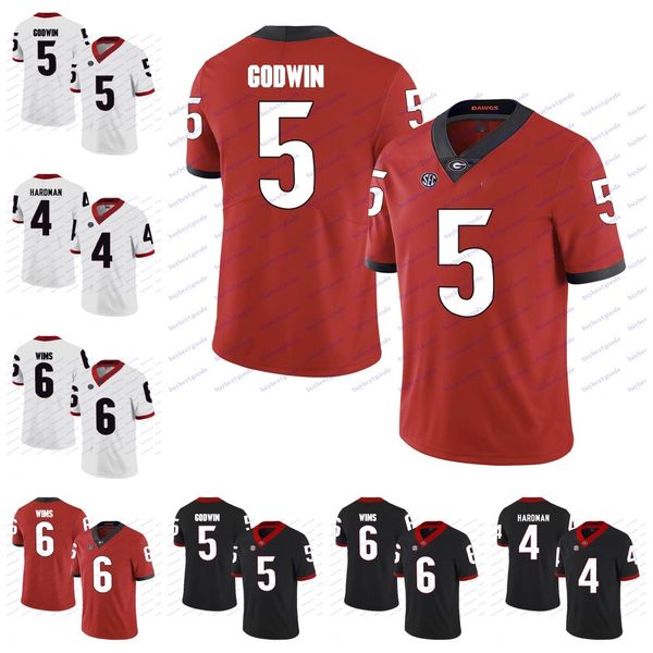 

custom georgia bulldogs college football any name number 4 mecole hardman jr. 5 terry godwin ii 6 javon wims ncaa 2018 champions jerseys, Black;red