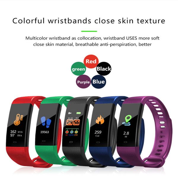

pedometer smart sport bracelet y5 colorful screen smart bracelet always-on heart rate monitor ip67 health tracker