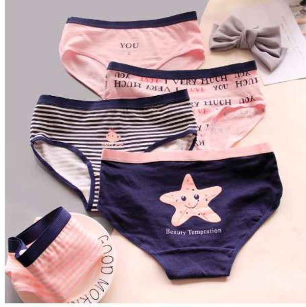 

4pcs/lot heyfriend children cotton underwear young girls briefs solid low waist short briefs comfortable ladies panties, Camo