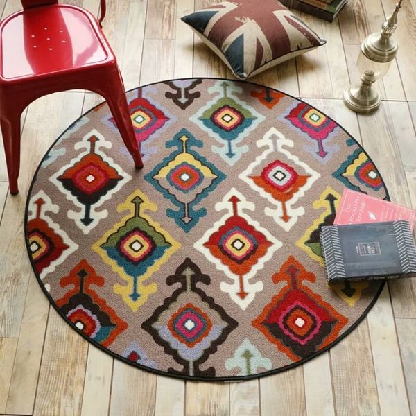 

european national flower carpet livingroom bedroom round coral fleece sofa soft rug bohemia style rug fashion tapete table mat