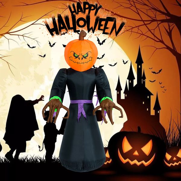 2019 Halloween Decor 2 4m Inflatable Pumpkin Ghost Man Lighted