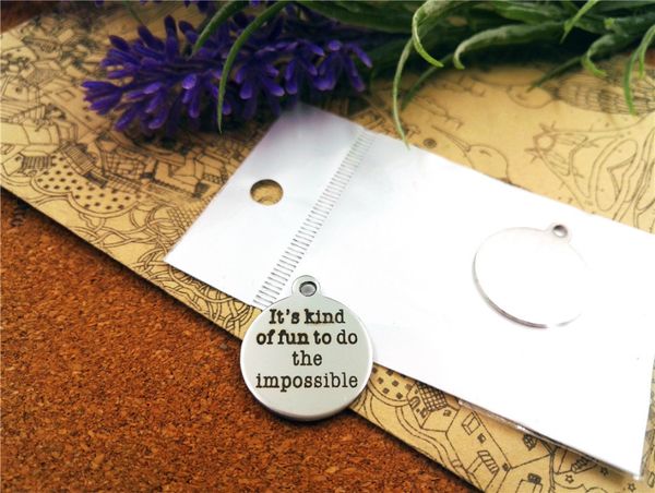 

40pcs--"it's kind of fun to do the impossible"stainless steel charms more style for choosing diy charms pendants for necklace, Bronze;silver