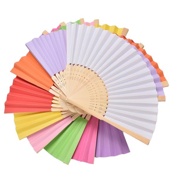 Großhandel 9 Farben 10 Stücke Sommer Chinesische Hand Papier Fans Tasche Falten Bambus Fan Hochzeit Hand Fans Falten Chinesische Fans Von Xh02 1111