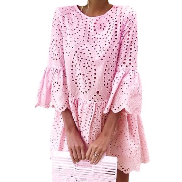 

Ruffle cut out lace ummer dre e kawaii girl a line mini dre e women undre ca ual o neck flare leeve party dre gv200 y1891108