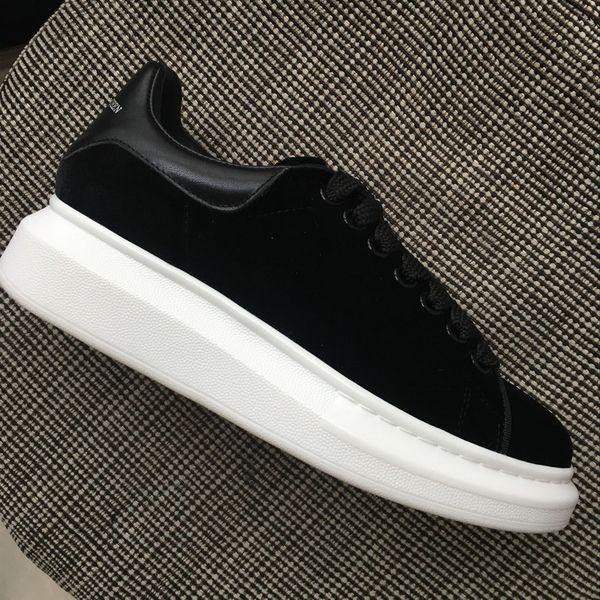 

New Designer Mens Womens Black Suede Leather With White Platform Sneakers,Brand Design Lovers Thick Bottom Casual Shoes 35-44 Drop Shipping