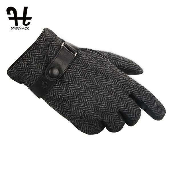 

furtalk men' winter real lamb leather gloves fashion for men warm cashmere lining tactical gloves, Blue;gray