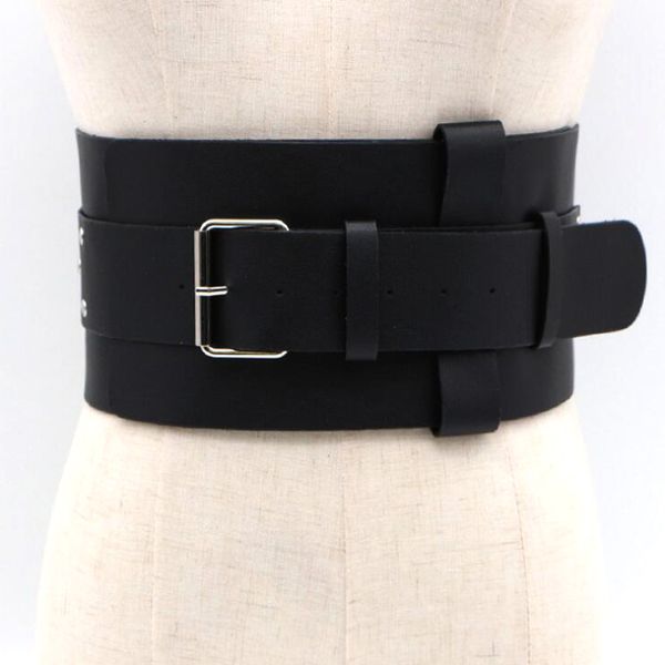 

new double layer wide belts for women ladies 2018 fashion designer up leather cool waist belt waistband womens belt, Black;brown
