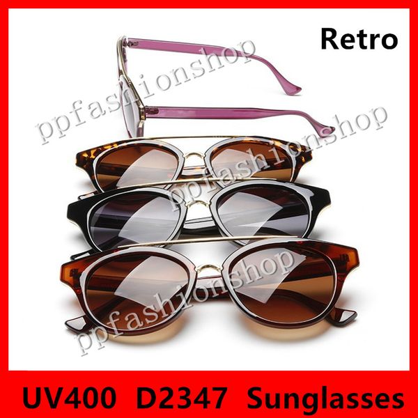 

brand designer 2347 sunglasses popular luxury retro sunglasses fashion round frame sunglasses uv protection lens, White;black