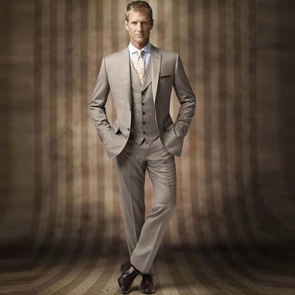 

хаки свадебные мужские костюмы 2019 slim fit для жениха 3 шт. (куртка + брюки + жилет) жених смокинги лучший блейзер для мужчин, Black;gray