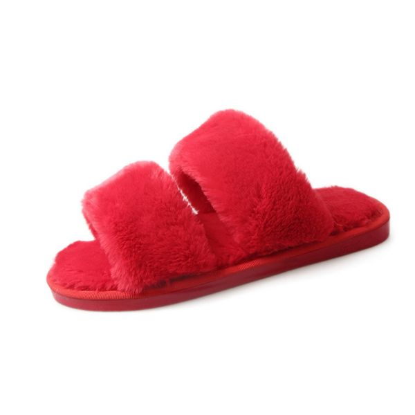 

2018 new women winter slipper warm flat soft flip flops plush indoor outdoor shoes fashion solid comfortable non-slip slippers, Black