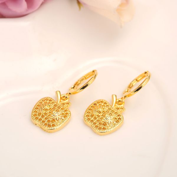 

apple star earrings for women/girls 24 k fine yellow gold filled earing jewelry gifts african,indonesia,nigeria,congo, Silver
