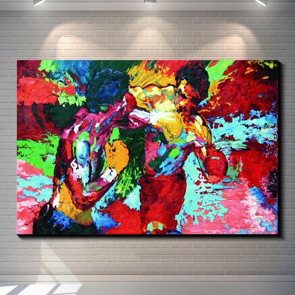 

rocky vs apollo - leroy neiman boxing,canvas prints wall art oil painting home decor /(unframed/framed