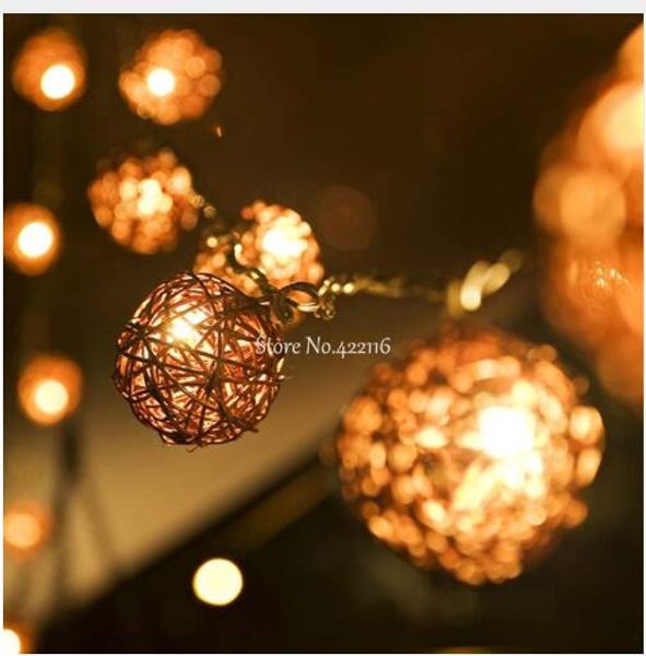 3m 20 Rattan Kugeln Lichter Led String Fairy Urlaub Weihnachten Lichter Outdoor Guirlande Lumineuse Exterieur Luces Decorativas